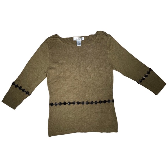 Alfani Sweaters - Alfani 100% Silk Beaded Long Sleeve Sweater Top Women's‎ Medium